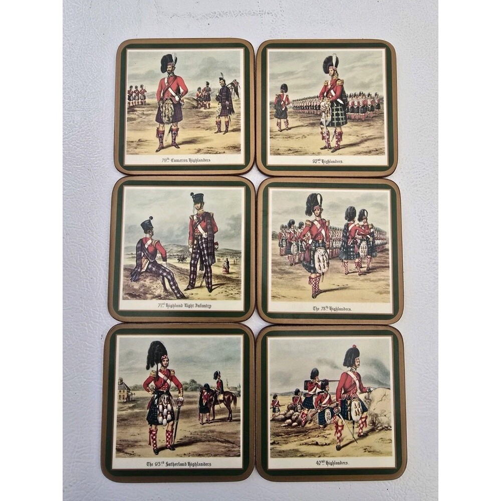Pimpernel Scottish Uniforms Coasters | Scottish Uniforms | Vintage - Set Of 6
